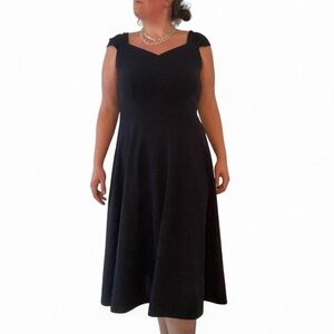 Elegant Navy Blue A-Line Midi Dress